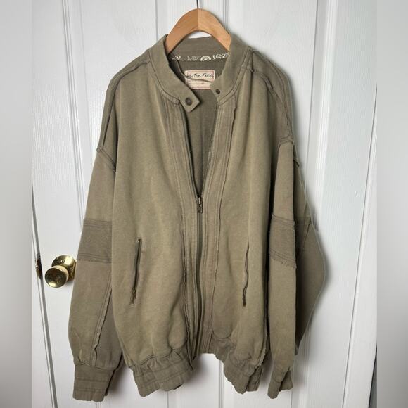 Free People Lou Moto Zip Jacket in Olive Stone XS - Picture 2 of 9